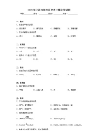 2023年上海市松江区中考二模化学试题（无答案）