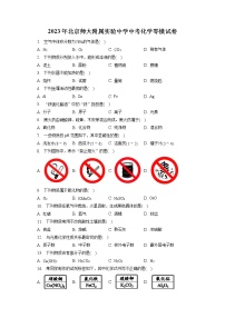 2023年北京师大附属实验中学中考化学零模试卷（含答案解析）