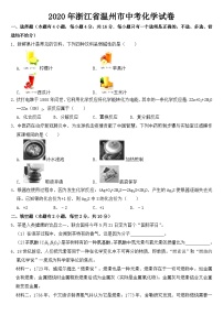 2020年浙江省温州市中考化学试卷【含答案】