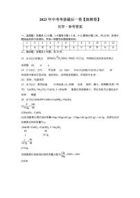 化学（深圳卷）2023年中考考前最后一卷（参考答案）