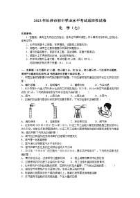 2023年湖南省长沙市初中学业水平考试适应性化学试题（七）