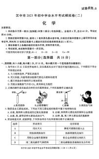 2023年陕西省汉中市初中学业水平考试模拟试卷（二）化学试卷B