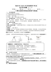 2023年山东省临沂市中考化学实验操作试题