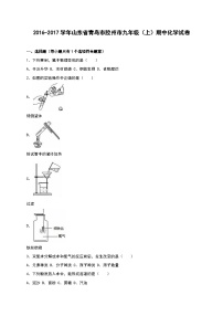 山东省青岛市胶州市2017届九年级（上）期中化学试卷（解析版）