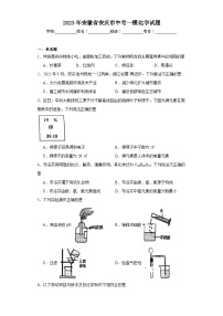 2023年安徽省安庆市中考一模化学试题（含解析）