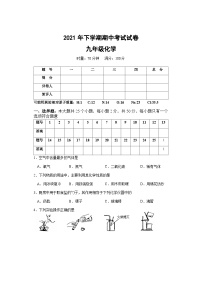 湖南省邵阳市武冈市2021-2022学年九年级上学期期中考试化学试题