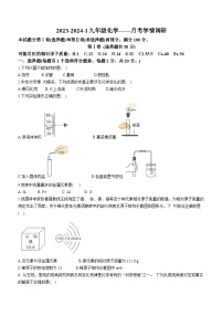 天津市和平区第一中学2023-2024学年九年级上学期第一次月考化学试题