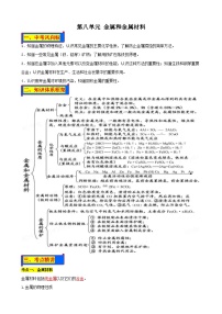 人教版中考化学一轮复习单元巩固精品讲义第八单元 金属和金属材料（含解析）