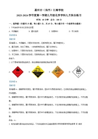 广东省惠州市尚书实验分校2023-2024学年九年级上学期九月份月考化学试卷（解析版）