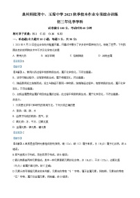 福建省泉州师范学院附属中学、泉州台商投资区玉埕中学2023-2024学年九年级上学期12月月考化学试题（解析版）