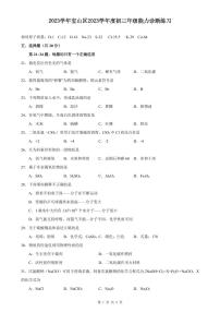 2024年上海市宝山区中考化学一模试卷含答案