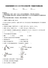 安徽省枞阳县联考2023-2024学年九年级化学第一学期期末考试模拟试题含答案