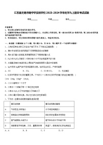 江苏省无锡市锡中学实验学校2023-2024学年化学九上期末考试试题含答案