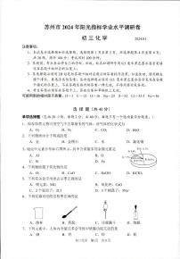 江苏省苏州市2023-2024学年九年级上学期阳光指标学业水平调研卷化学试题