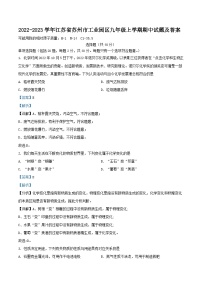 2022-2023学年江苏省苏州市工业园区九年级上学期化学期中试题及答案