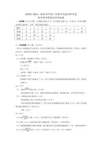 2024年深圳市九年级一模化学考试答案