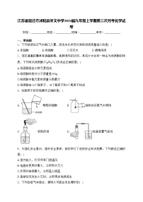 江苏省宿迁市沭阳县怀文中学2024届九年级上学期第三次月考化学试卷(含答案)