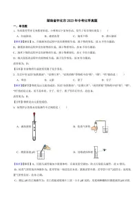 湖南省怀化市2023年中考化学试题（附真题解析）