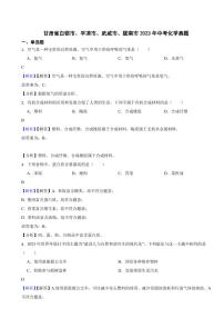 甘肃省各地市2023年中考化学试题【2套】（附真题解析）