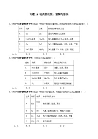 中考化学真题分项汇编(全国通用)(第01期)专题18物质的检验、鉴别与除杂(原卷版+解析)