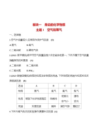 2023-2024 人教版化学 福建中考一轮复习 板块一　主题1　空气和氧气 专题练习