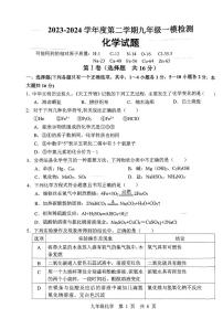 山东省济宁市鱼台县2023-2024学年九年级下学期一模化学试题