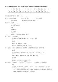 惠州一中教育集团2023-2024学年第二学期九年级阶段性教学质量监测-化学答案