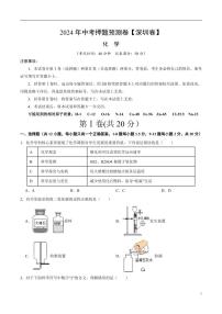 2024年中考押题预测卷（深圳卷）化学（考试版）