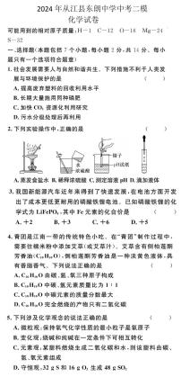 2024年贵州省黔东南州从江县东朗中学中考二模化学试题