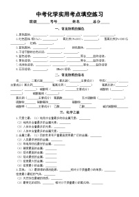 初中化学2024届中考实用考点填空练习（附参考答案）