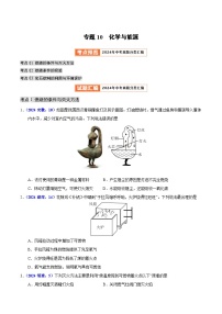 2024年中考化学真题分类汇编（全国通用）专题10  化学与能源（第01期）（原卷版）