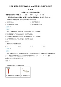 江苏省南通市海门区海南中学2024-2025学年九年级上学期开学化学试题（解析版）