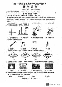 江苏省沭阳县怀文中学2024-2025学年九年级上学期9月化学月考试卷