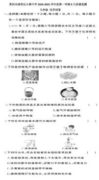 贵州省贵阳市南明区小碧中学2024-2025学年九年级上学期9月质量监测化学试卷