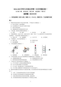 [化学]江苏省苏州市2024～2025学年九年级上学期第一次月考模拟卷一(有解析)