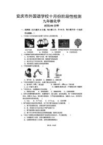 [化学]安徽省安庆市外国语学校2024～2025学年九年级上学期10月月考试题(有答案)