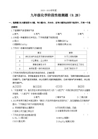 广东省阳山县韩愈中学2023-2024学年九年级上学期9月月考试化学试题