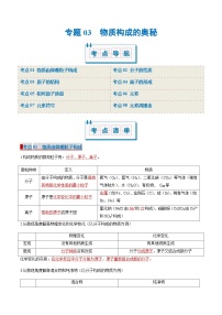 专题03 物质构成的奥秘（考点清单）（讲+练）（含答案） 2024-2025学年九年级化学上学期期中考点大串讲（人教版2024）学案