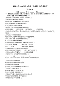 广东省佛山市南海区桂城街道文翰中学2024-2025学年九年级上学期10月月考化学试题(无答案)