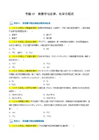 （人教版2024）九年级上学期期中化学专题复习 专题09 质量守恒定律、化学方程式习题
