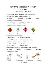 四川省巴中中学2024-2025学年九年级上学期10月检测化学试题