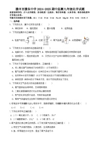 山东省滕州市滕东中学2024-2025学年九年级上学期期中监测化学试题