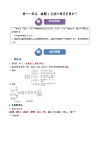 （人教版）2024年初中化学下册同步讲义第11单元  课题1 生活中常见的盐（一）（2份，原卷版+教师版）