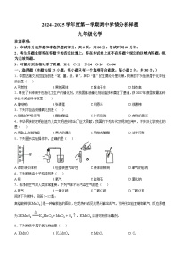 江苏省南京市联合体2024-2025学年九年级上学期期中学情分析化学试卷(无答案)