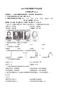 江苏省无锡市滨湖区太湖格致中学2024-2025学年九年级上学期11月期中化学试题(无答案)