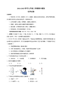 2024-2025学年九年级上学期化学期中模拟试卷（人教版2024+含答案解析）