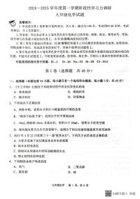 山东省滨州市阳信县2024--2025学年九年级上学期11月期中化学试题