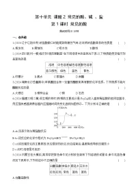 人教版（2024）九年级下册（2024）课题2 常见的酸和碱第1课时课时训练