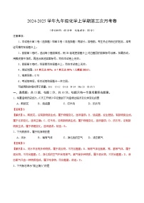 九年级化学第三次月考卷（南京专用，人教版2024第1~7单元）：2024+2025学年初中上学期第三次月考.zip