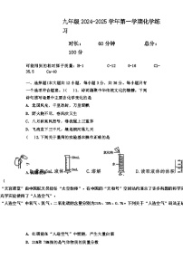 湖南省长沙市一中双语实验学校2024-2025学年九年级上学期第三次月考化学试题